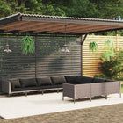 0-Delige Loungeset Met Kussens Poly Rattan Donkergrijs 4x hoek + 6x midden