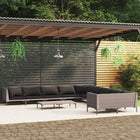 -Delige Loungeset Met Kussens Poly Rattan Donkergrijs 1 4x hoek + 6x midden + Tafel