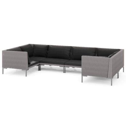 6-Delige Loungeset Met Kussens Poly Rattan Donkergrijs 1