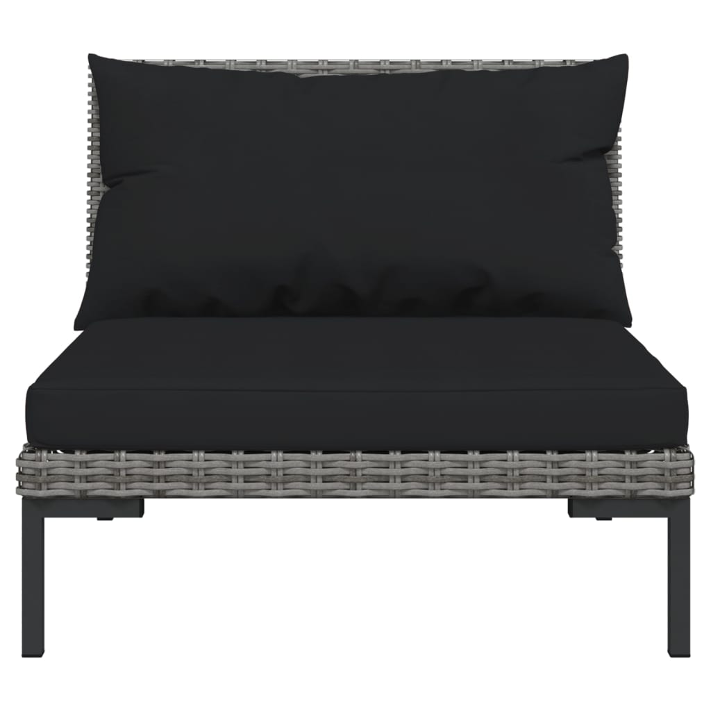 6-Delige Loungeset Met Kussens Poly Rattan Donkergrijs 1