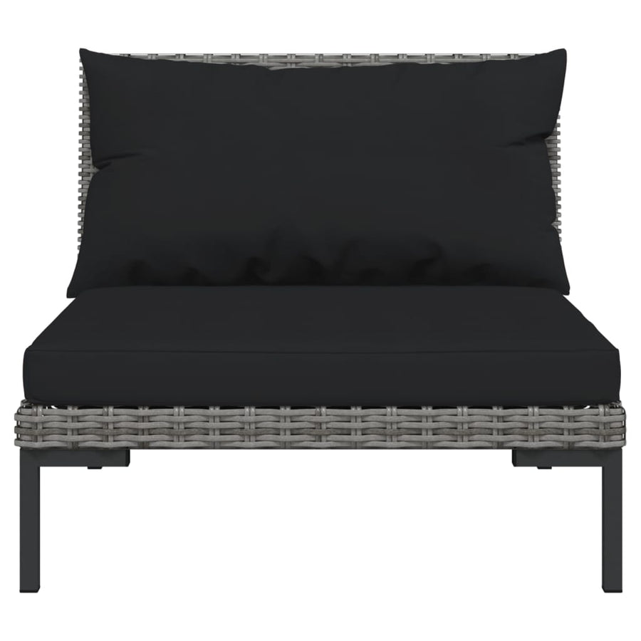 6-Delige Loungeset Met Kussens Poly Rattan Donkergrijs 1