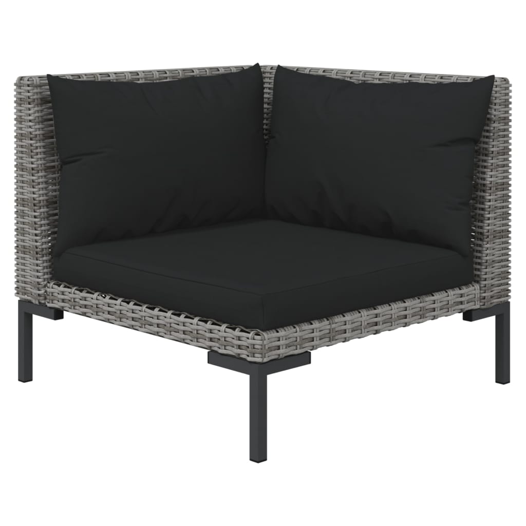 6-Delige Loungeset Met Kussens Poly Rattan Donkergrijs 1