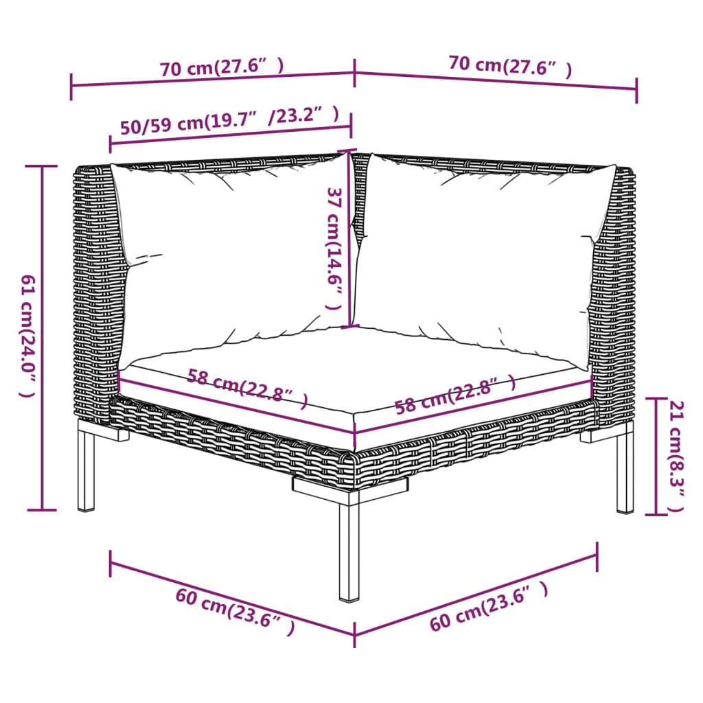 6-Delige Loungeset Met Kussens Poly Rattan Donkergrijs 1