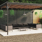 -Delige Loungeset Met Kussens Poly Rattan Donkergrijs 1 4x hoek + 6x midden + Tafel