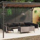 -Delige Loungeset Met Kussens Poly Rattan Donkergrijs 1 11 4x hoek + 7x midden