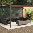 13-Delige Loungeset Met Kussens Poly Rattan Donkergrijs 4x hoek + 9x midden