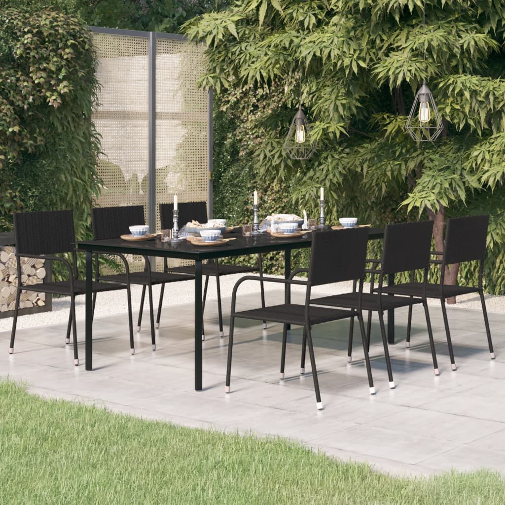 Tuintafel Staal En Glas Zwart 200 x 100 x 74 cm