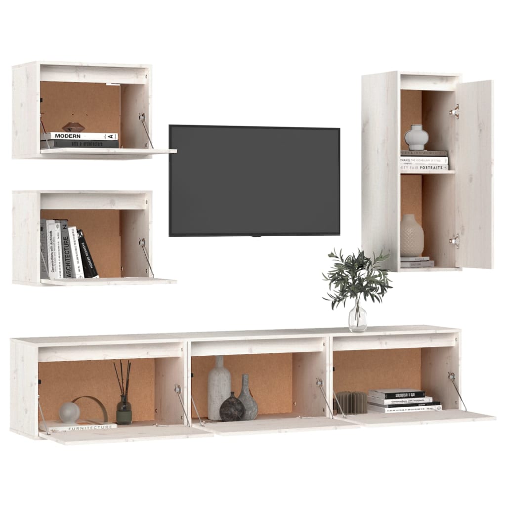 Tv-Meubelen Massief Grenenhout Wit