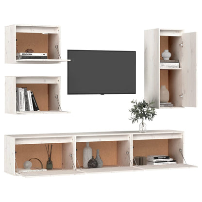 Tv-Meubelen Massief Grenenhout Wit