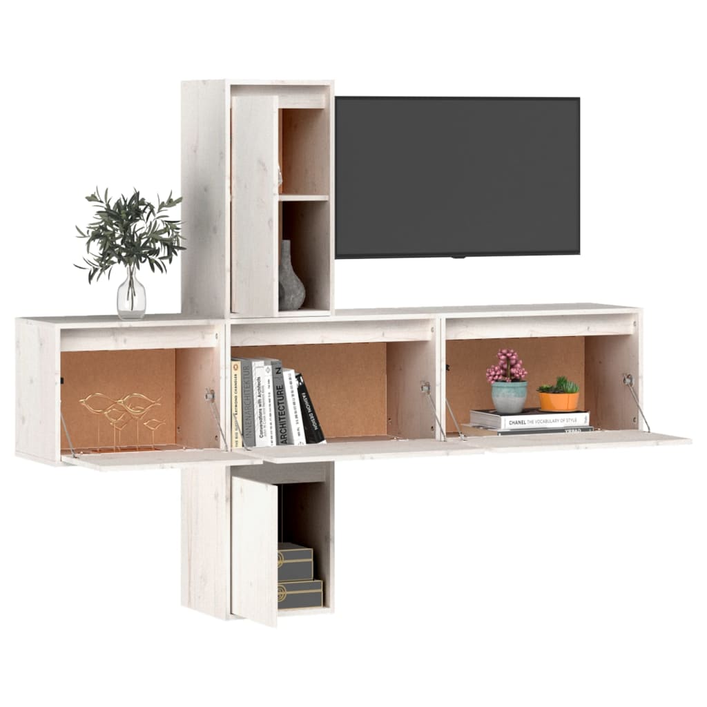 Tv-Meubelen Massief Grenenhout Wit
