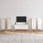 TV cabinets 5 pcs solid pine wood white