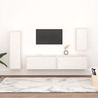 TV Cabinets 4 pcs Solid Pine Wood White