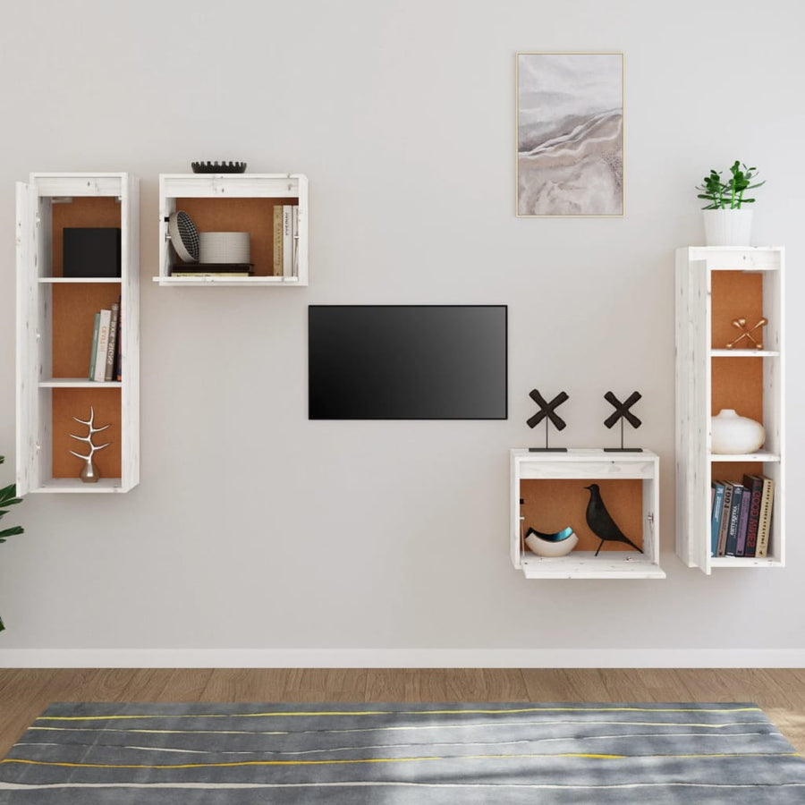 Tv-Meubelen Massief Grenenhout Wit