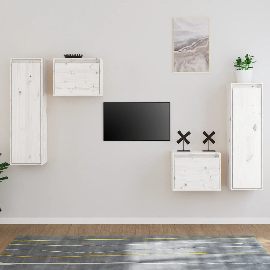 Tv-Meubelen Massief Grenenhout Wit