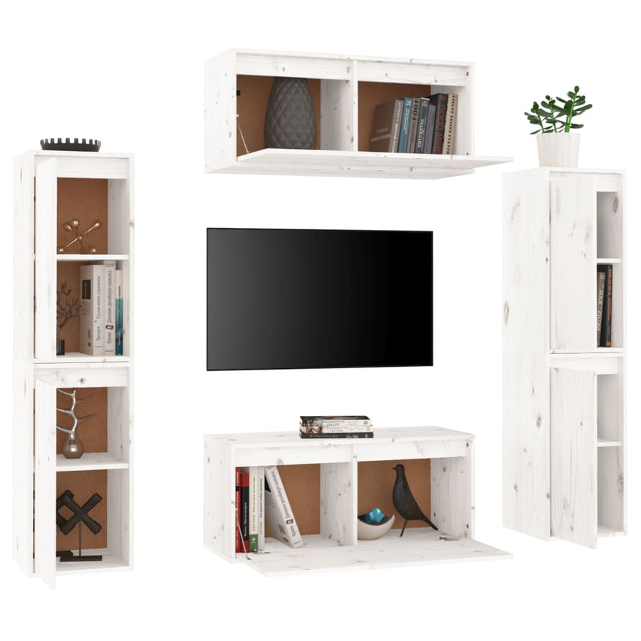 Tv-Meubelen Massief Grenenhout Wit