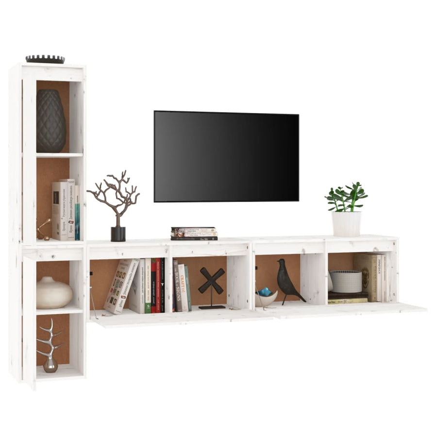 Tv-Meubelen Massief Grenenhout Wit