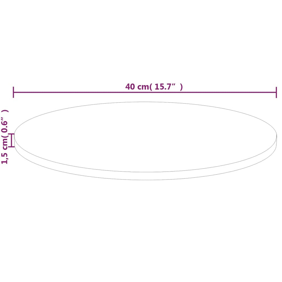Tafelblad rond Ø40x1,5 cm onbehandeld massief eikenhout Ø 40 x 1.5 cm Naturel