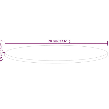 Tafelblad rond Ø70x1,5 cm onbehandeld massief eikenhout Ø 70 x 1.5 cm Naturel