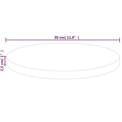 Tafelblad rond Ø30x2,5 cm onbehandeld massief eikenhout Ø 30 x 2.5 cm Naturel