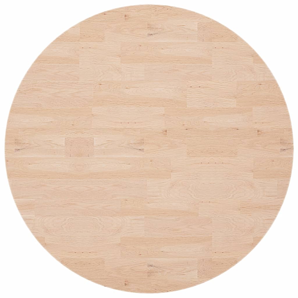 Tafelblad Rond Ø90X2,5 Cm Onbehandeld Massief Eikenhout Ø 90 x 2.5 cm Naturel