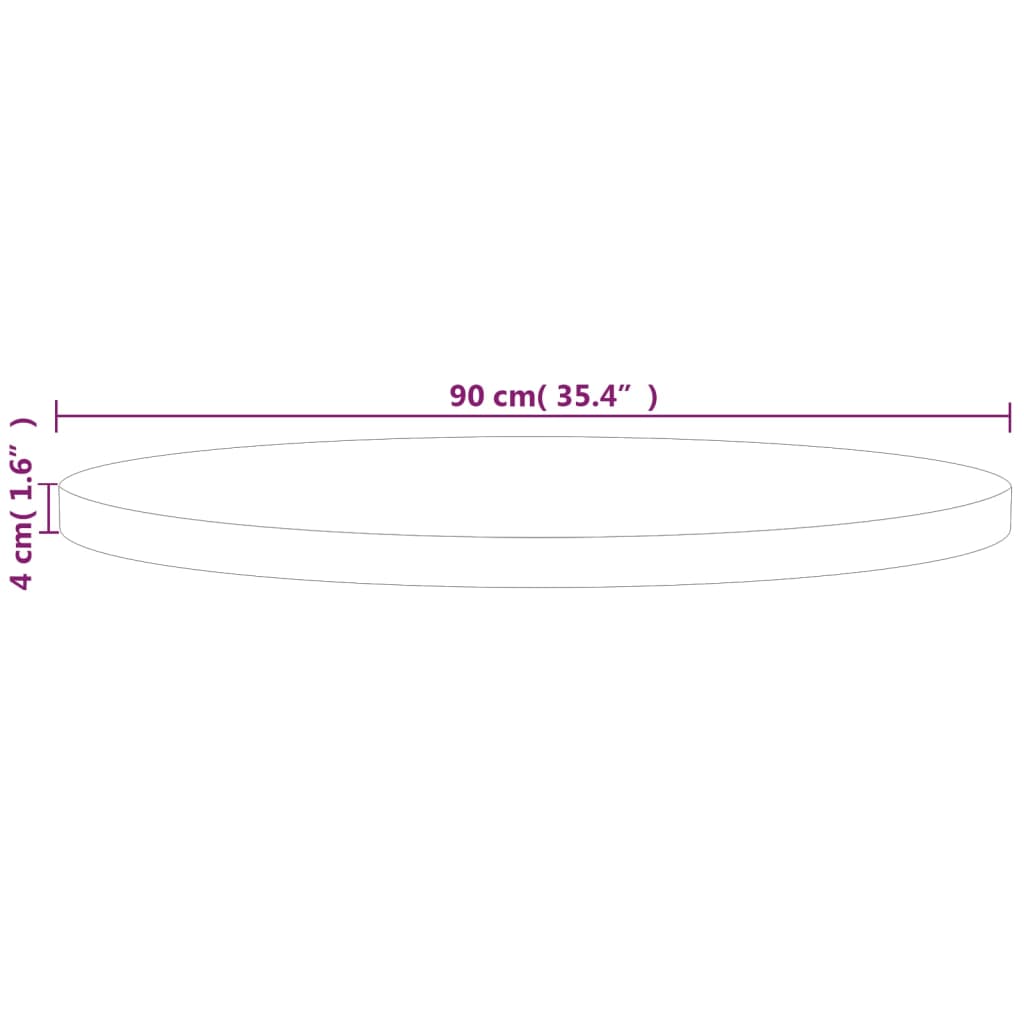 Tafelblad Rond Ø90X4 Cm Onbehandeld Massief Eikenhout Ø 90 x 4 cm Naturel