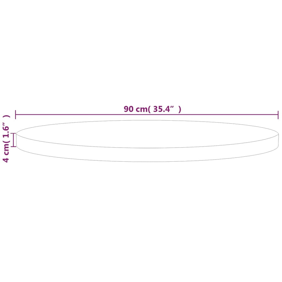 Tafelblad Rond Ø90X4 Cm Onbehandeld Massief Eikenhout Ø 90 x 4 cm Naturel
