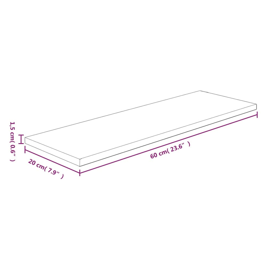 Plank 60x20x1,5 cm onbehandeld massief eikenhout 60 x 20 x 1.5 cm