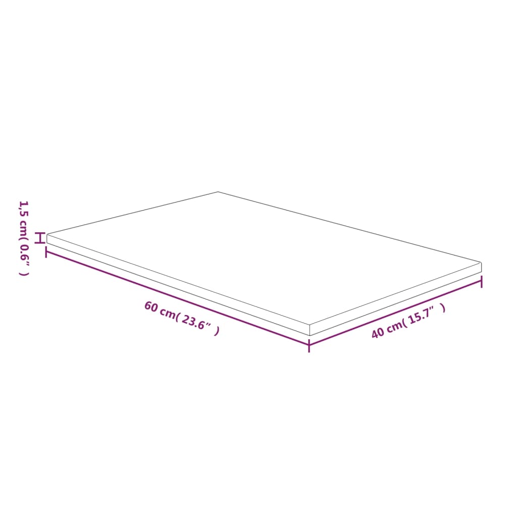 Wastafelblad 60X40X1,5 Cm Onbehandeld Massief 60 x 40 x 1.5 cm Naturel