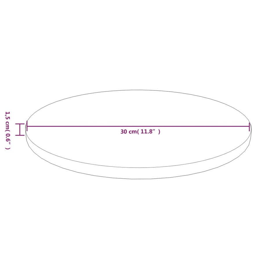 Tafelblad rond Ø30x1,5 cm bewerkt massief eikenhout lichtbruin Ø 30 x 1.5 cm Lichtbruin