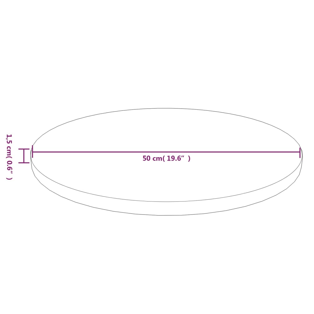 Tafelblad rond Ø50x1,5 cm behandeld massief eiken lichtbruin Ø 50 x 1.5 cm Lichtbruin