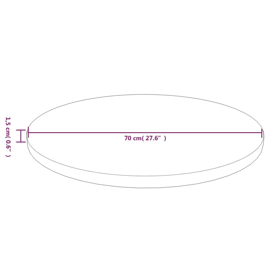 Tafelblad rond Ø70x1,5 cm bewerkt massief eikenhout lichtbruin Ø 70 x 1.5 cm Lichtbruin