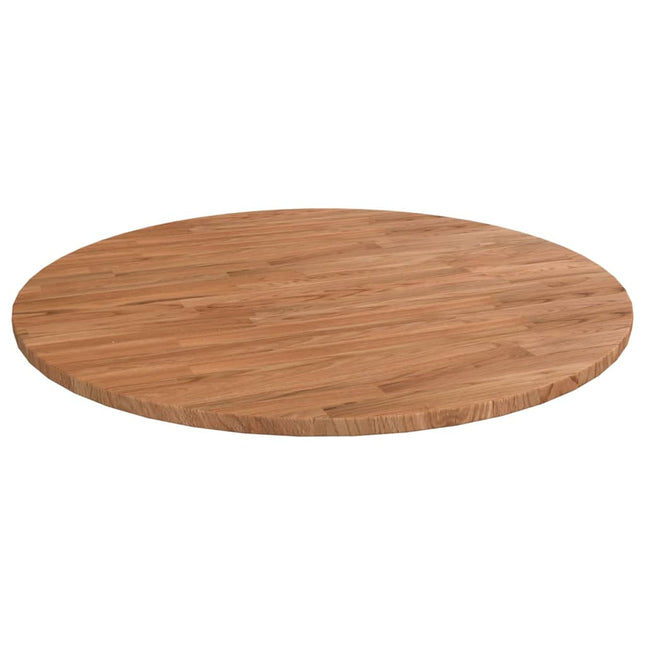 Tafelblad rond Ø90x1,5 cm bewerkt massief eikenhout lichtbruin Ø 90 x 1.5 cm Lichtbruin