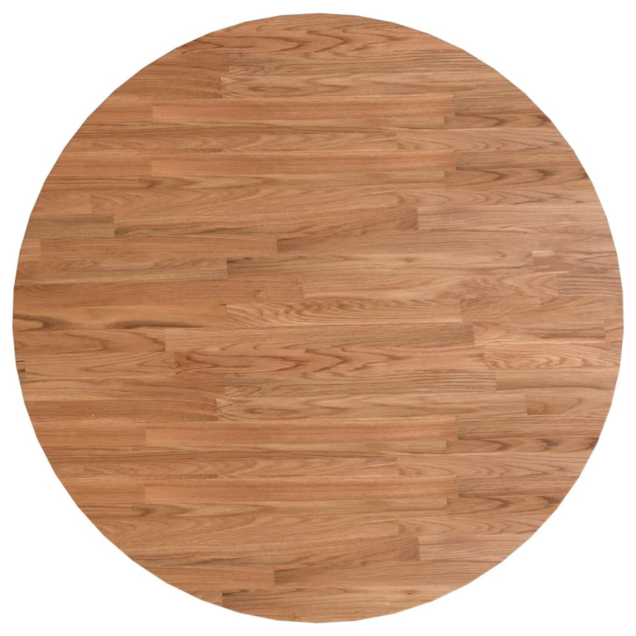 Tafelblad rond Ø90x1,5 cm bewerkt massief eikenhout lichtbruin Ø 90 x 1.5 cm Lichtbruin