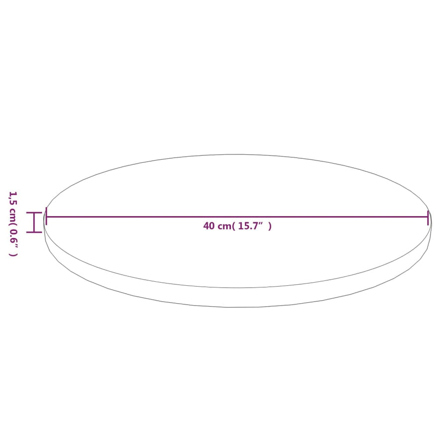 Tafelblad rond Ø40x1,5 cm bewerkt massief eikenhout donkerbruin Ø 40 x 1.5 cm Donkerbruin