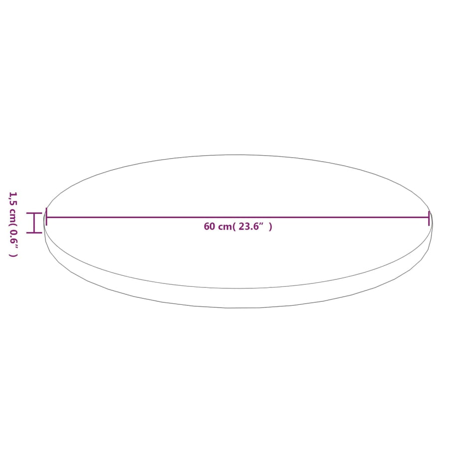 Tafelblad rond Ø60x1,5 cm bewerkt massief eikenhout donkerbruin Ø 60 x 1.5 cm Donkerbruin
