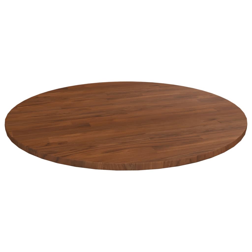 Tafelblad Rond Ø80X1,5 Cm Bewerkt Massief Eikenhout Donkerbruin Ø 80 x 1.5 cm