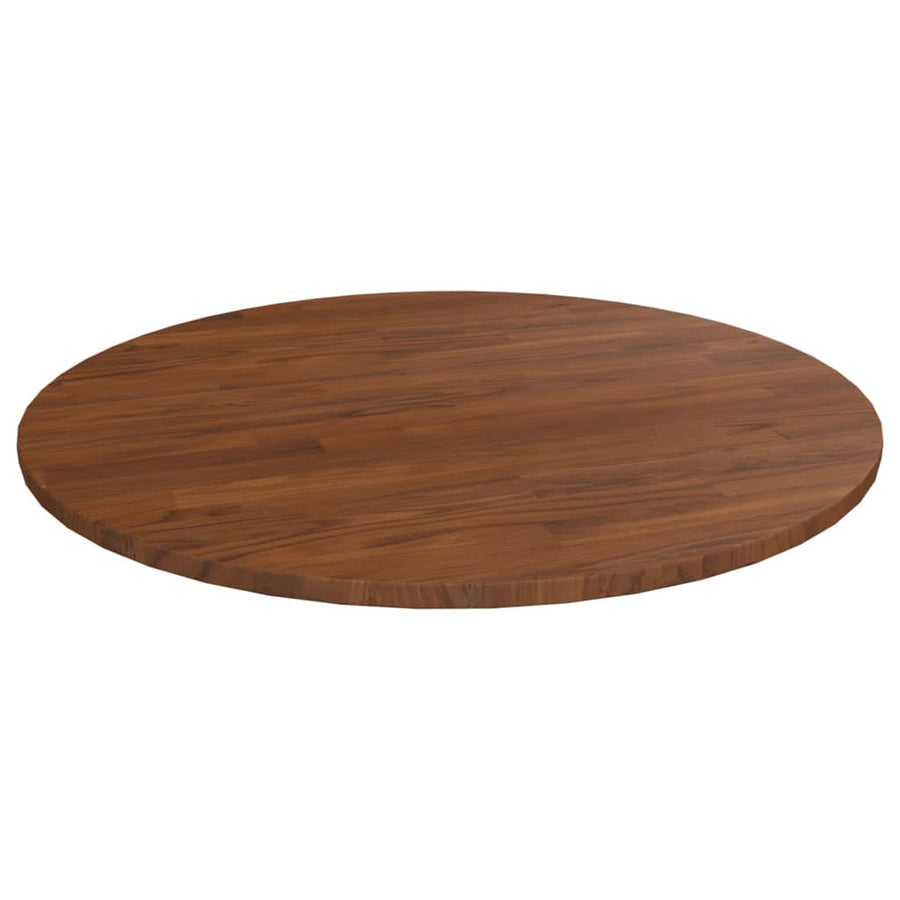 Tafelblad Rond Ø80X1,5 Cm Bewerkt Massief Eikenhout Donkerbruin Ø 80 x 1.5 cm