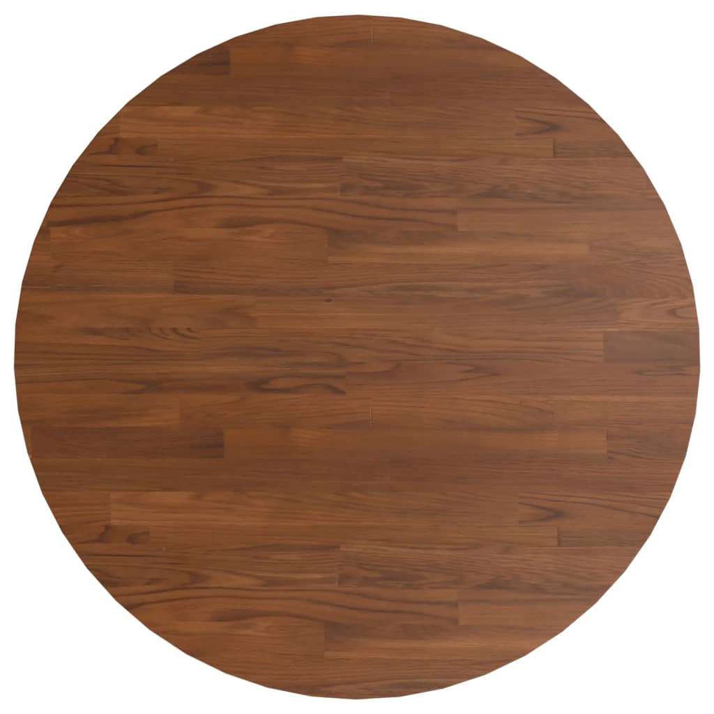 Tafelblad Rond Ø80X1,5 Cm Bewerkt Massief Eikenhout Donkerbruin Ø 80 x 1.5 cm