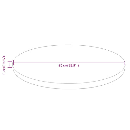Tafelblad Rond Ø80X1,5 Cm Bewerkt Massief Eikenhout Donkerbruin Ø 80 x 1.5 cm