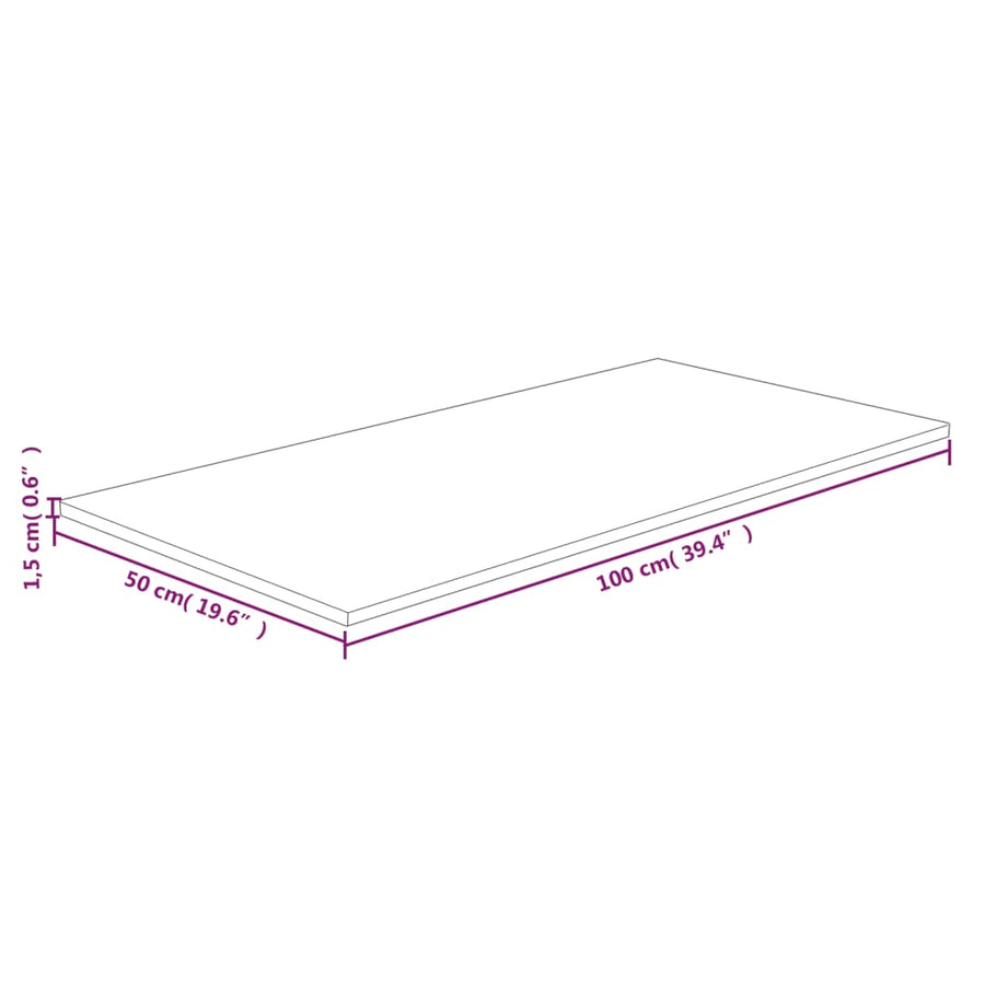 Wastafelblad 100X50X1,5Cm Behandeld Massief Hout 100 x 50 x 1.5 cm Lichtbruin