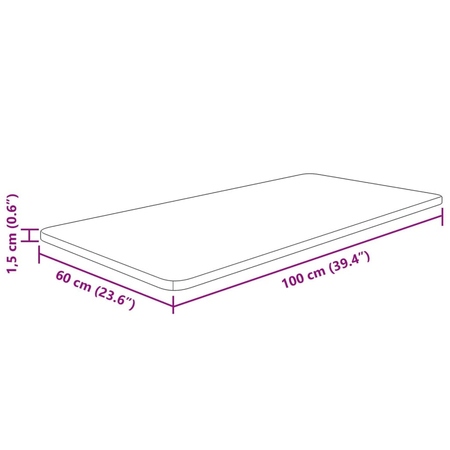 Wastafelblad 100X60X1,5 Cm Behandeld Massief Hout Lichtbruin 100 x 60 x 1.5 cm