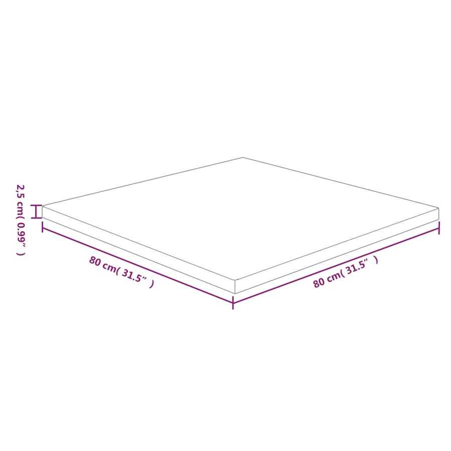 Tafelblad vierkant 80x80x2,5cm behandeld eiken donkerbruin 80 x 80 x 2.5 cm Donkerbruin