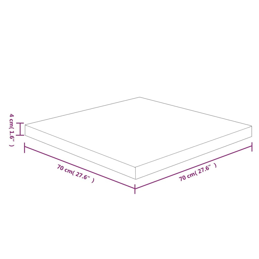Tafelblad vierkant 70x70x4cm massief eiken 70 x 70 x 4 cm Lichtbruin