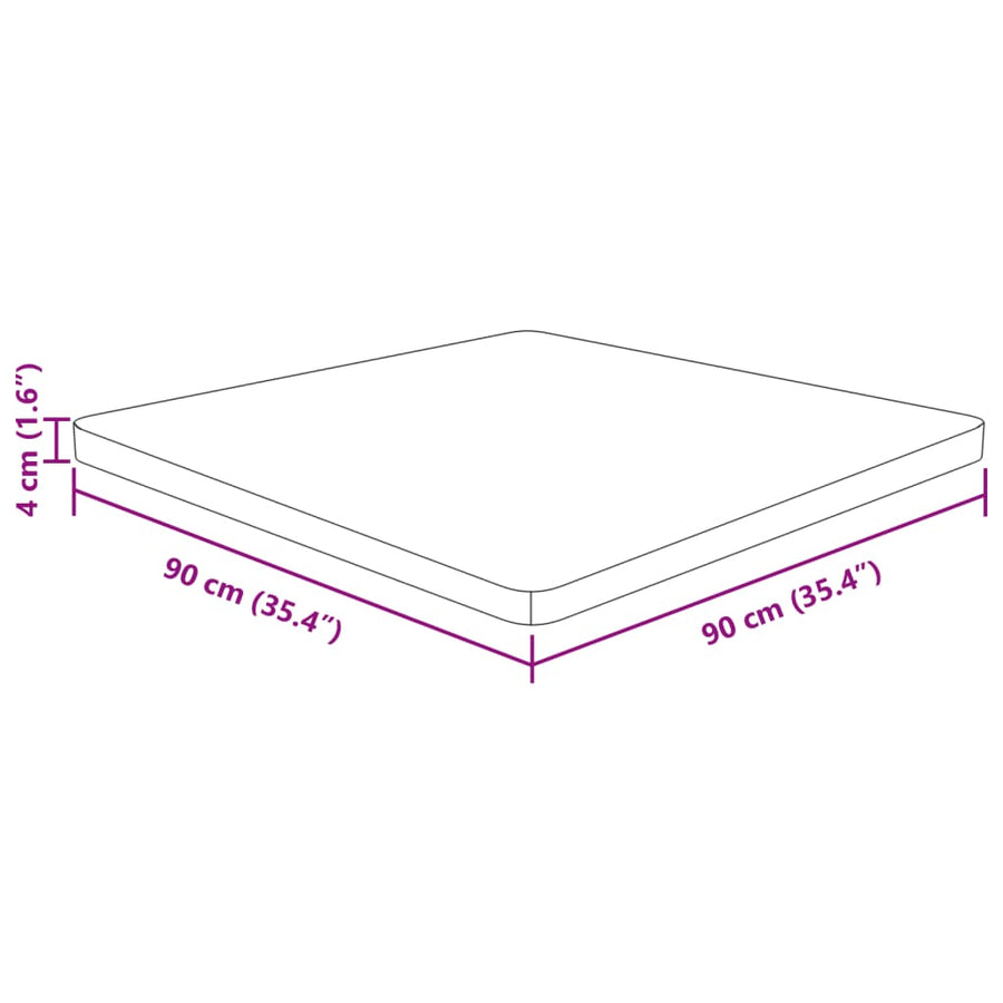 Tafelblad Vierkant 90X90X4Cm Massief Eikenhout 90 x 90 x 4 cm
