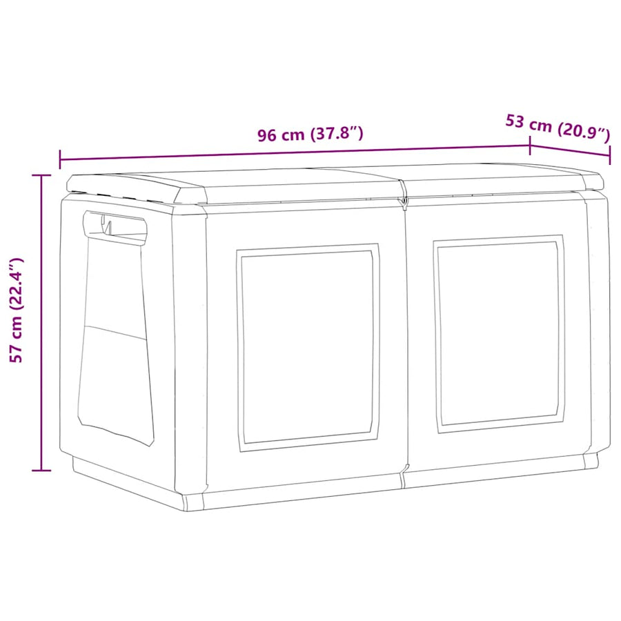 Tuinbox 230 L 96x53x57 cm donkergrijs en zwart