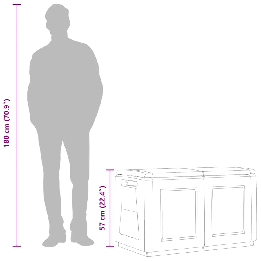 Tuinbox 230 L 96x53x57 cm donkergrijs en zwart