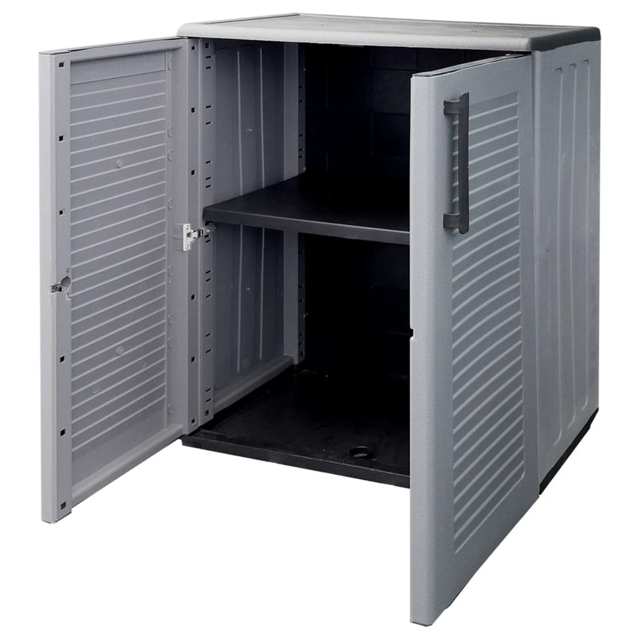 Tuinkast 68x37x84 cm polypropeen grijs en zwart