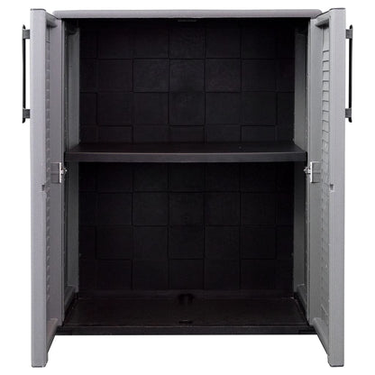 Tuinkast 68x37x84 cm polypropeen grijs en zwart