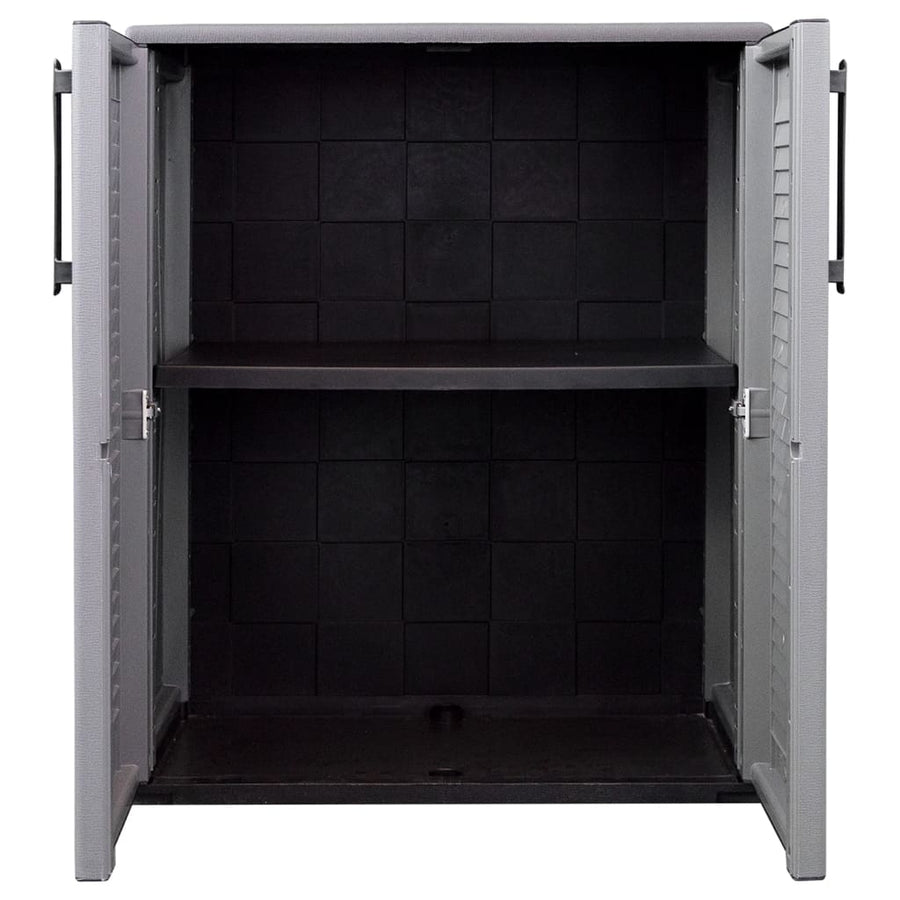 Tuinkast 68x37x84 cm polypropeen grijs en zwart