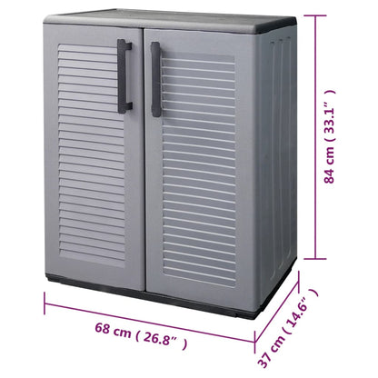 Tuinkast 68x37x84 cm polypropeen grijs en zwart